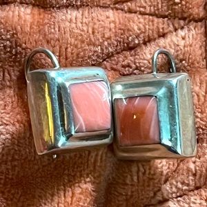 SOLD rhodochrosite 925 sterling silver marked earrings